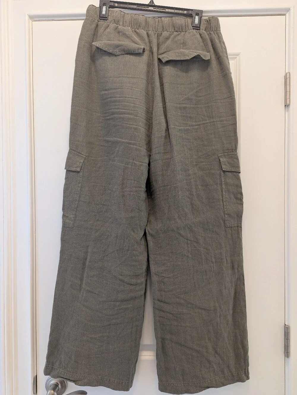 Sanctuary Standard Surplus Olive Linen Cargo Pants Size L Wide Leg